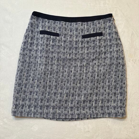 New Talbots Tweed A-Line Skirt sz 14P Navy blue cream Tweed Skirt - Picture 3 of 8